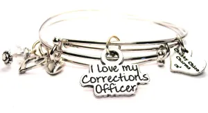 I Love My Corrections Officer Expandable Bangle Bracelet Set