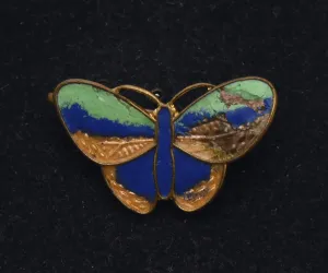 Vintage Copper Cloisonne Butterfly Brooch - Damage